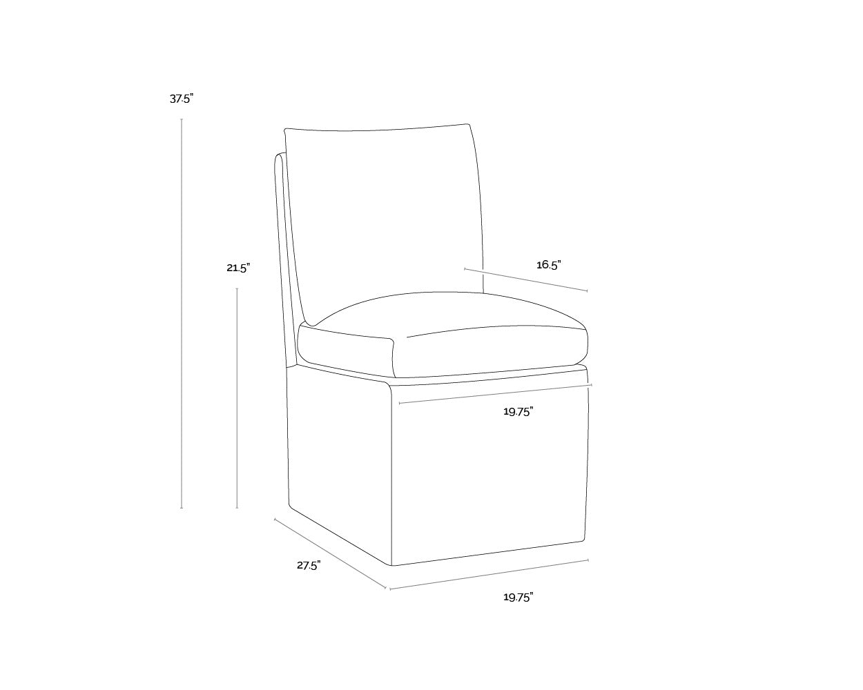 Glenrose Wheeled Dining Chair - Effie Smoke