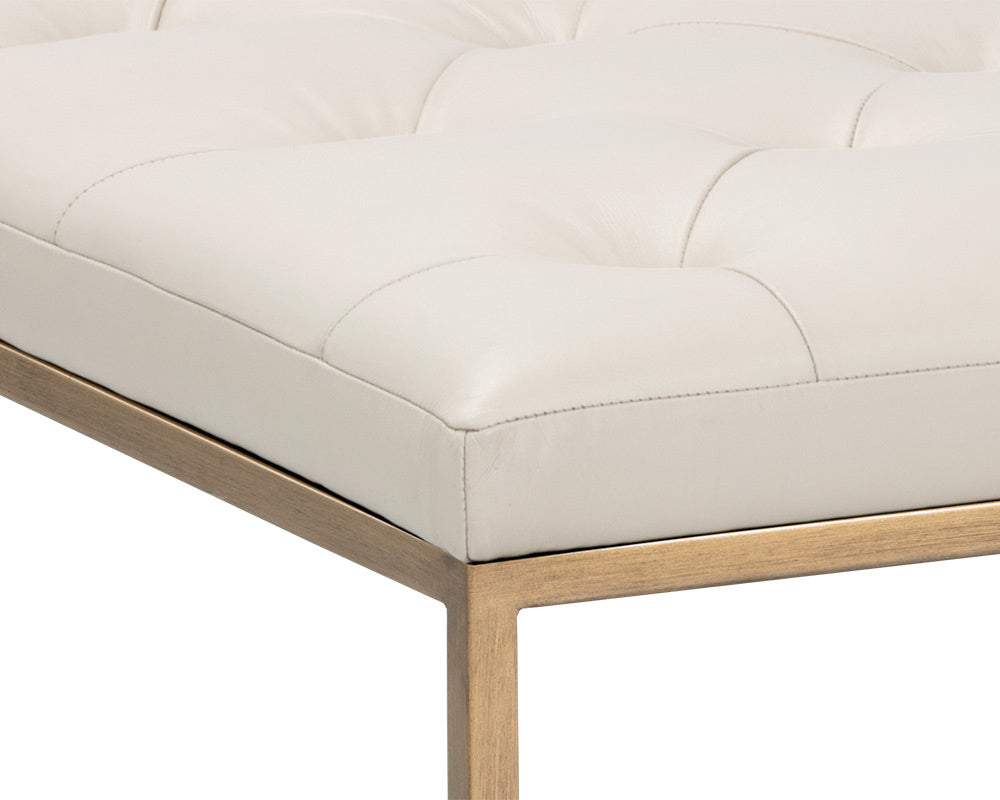Endall Ottoman - Antique Brass - Vintage Vanilla Leather