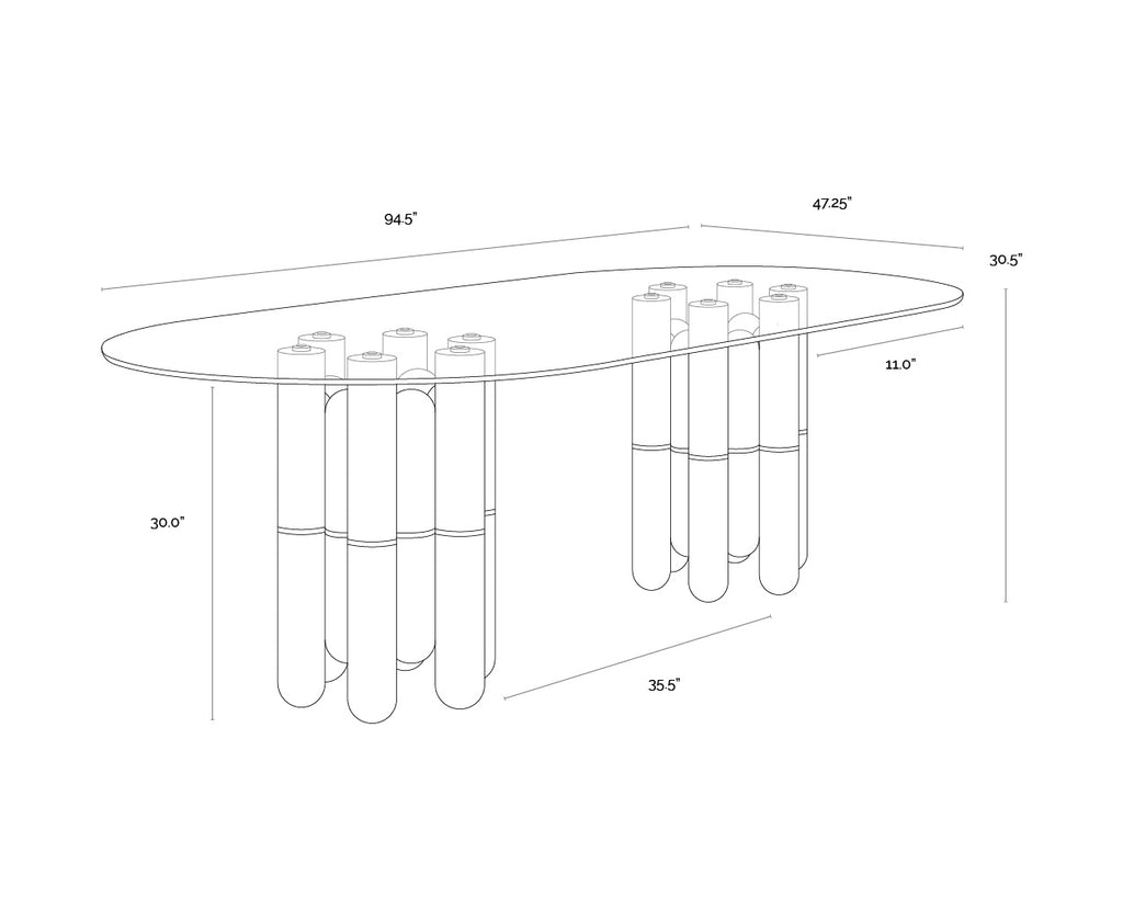 Yanna Dining Table - Oval - Glass - 94.5"