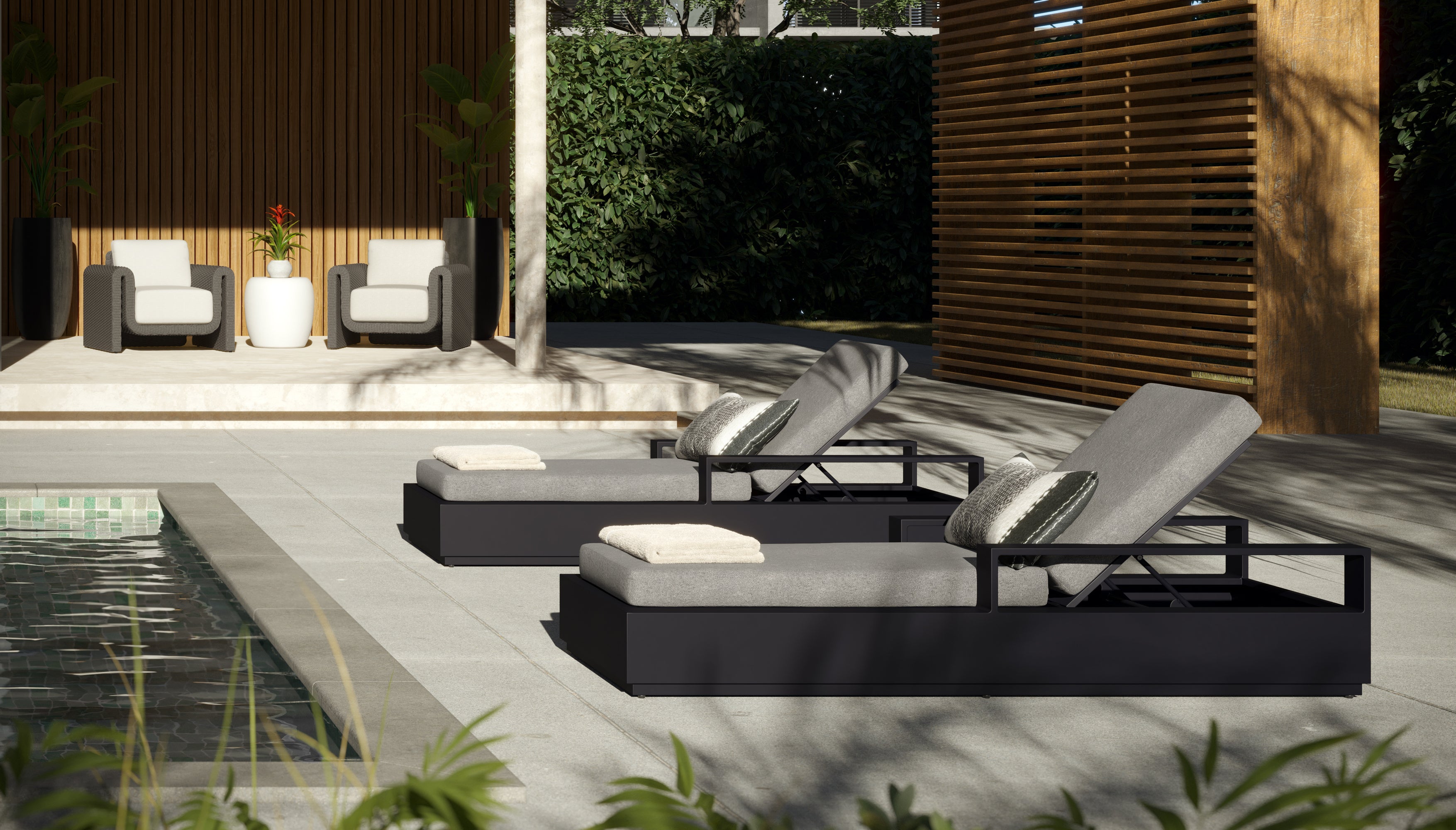 Tavira Lounger - Charcoal - Lanikai Salt And Pepper