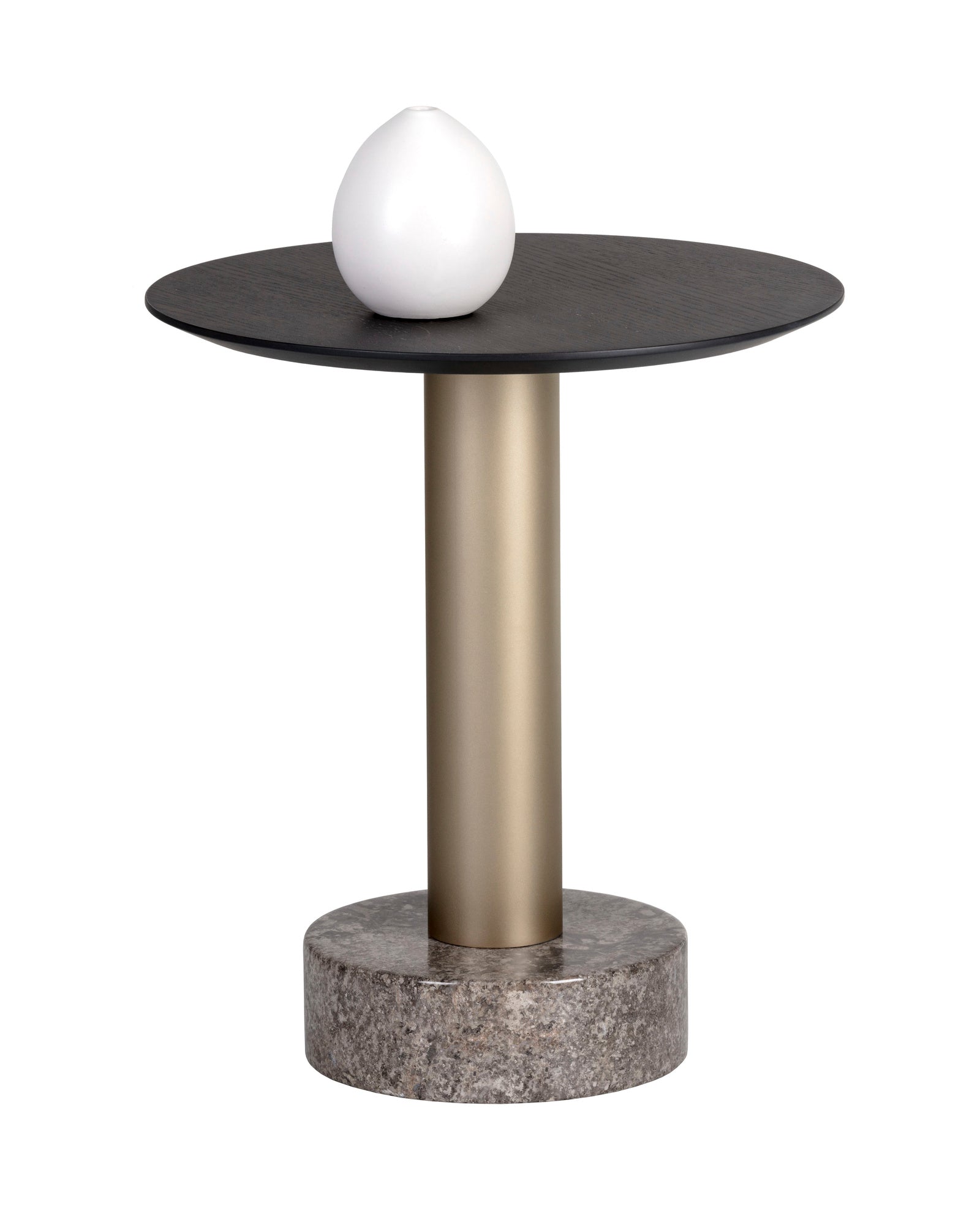 Monaco End Table - Gold - Grey Marble / Charcoal Grey