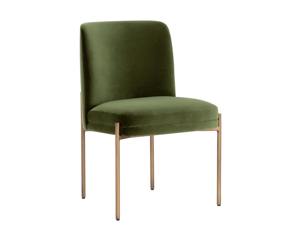 Richie Dining Chair - Antique Brass - Forest Green