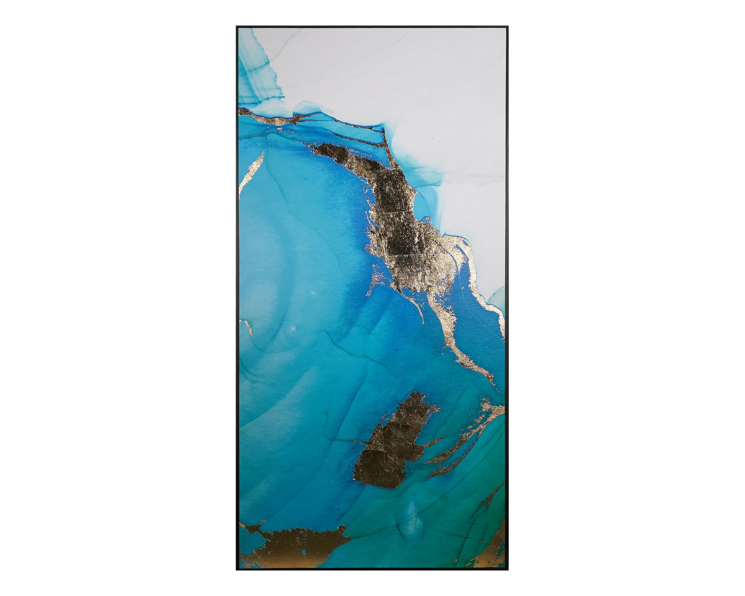 Blue Lagoon (Set Of 3) - 30" X 60" - Charcoal Floater Frame