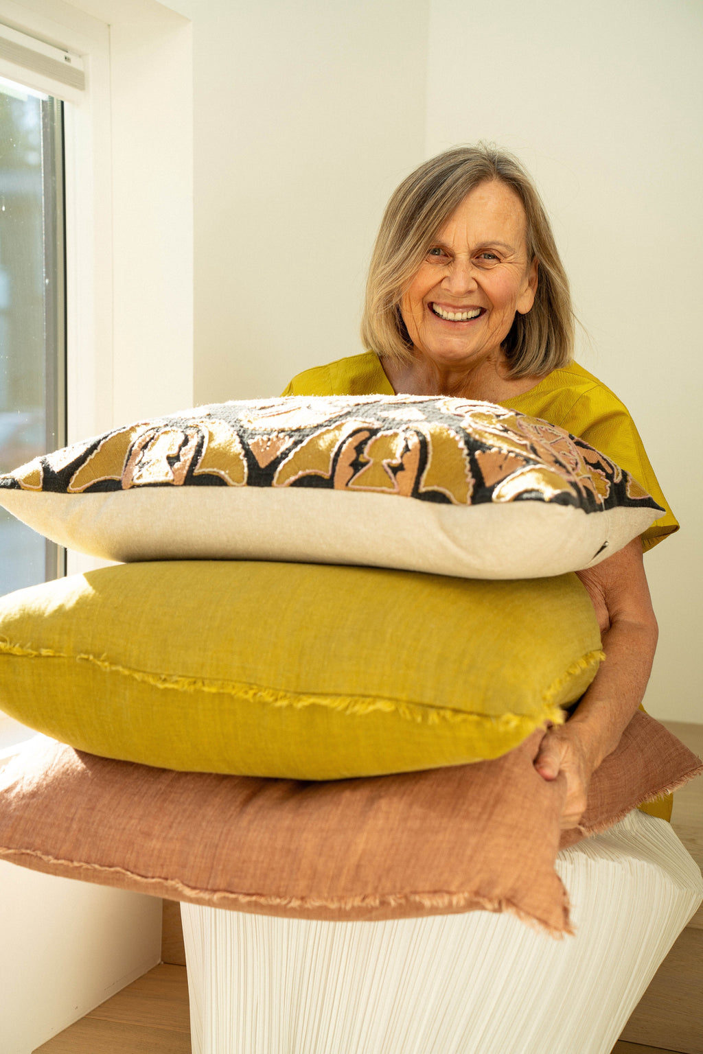 24x24 Lina Linen Pillow Redwood