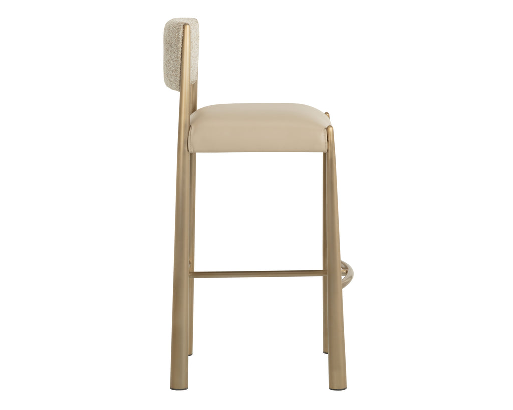 Bayard Barstool - Antique Brass - Napa Beige / Santa Cruz Oatmeal