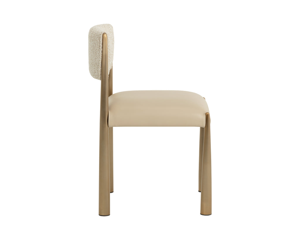 Bayard Dining Chair - Antique Brass - Napa Beige / Santa Cruz Oatmeal