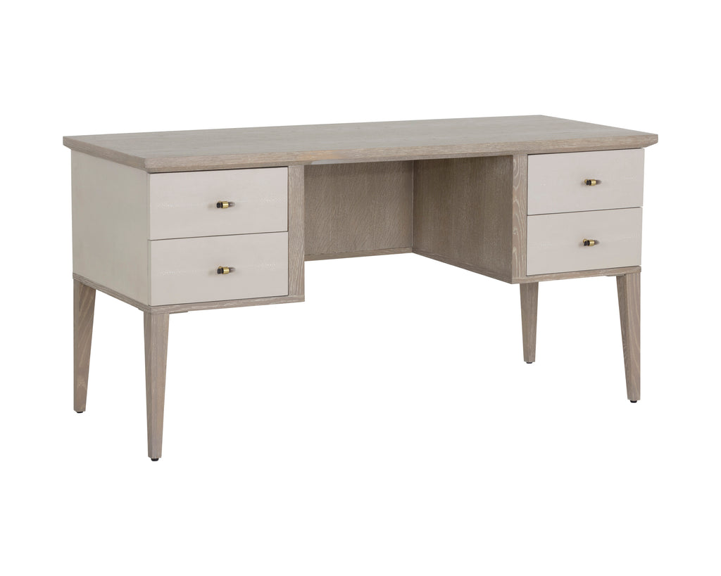Pattinson Desk - White Ceruse - Oyster Shagreen