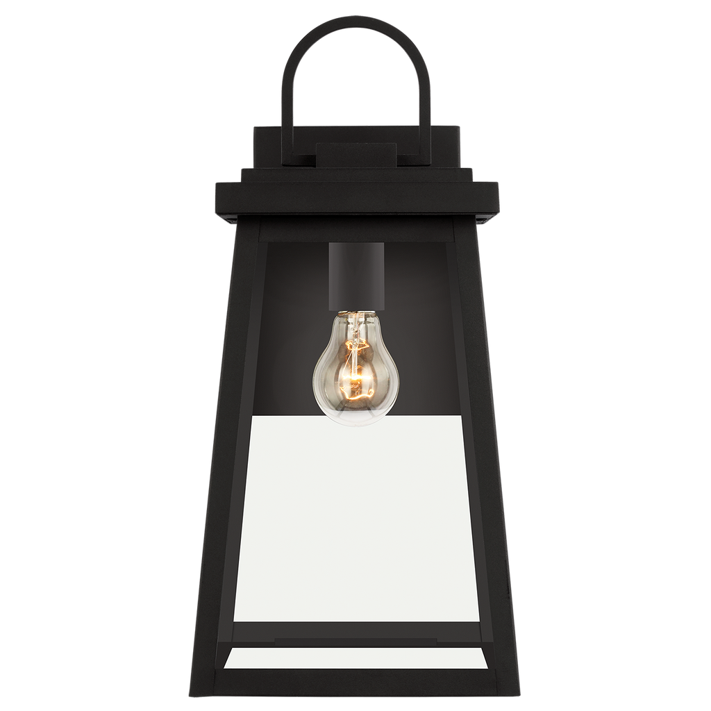 Founders Large Wall Lantern | Black Clear Bulb