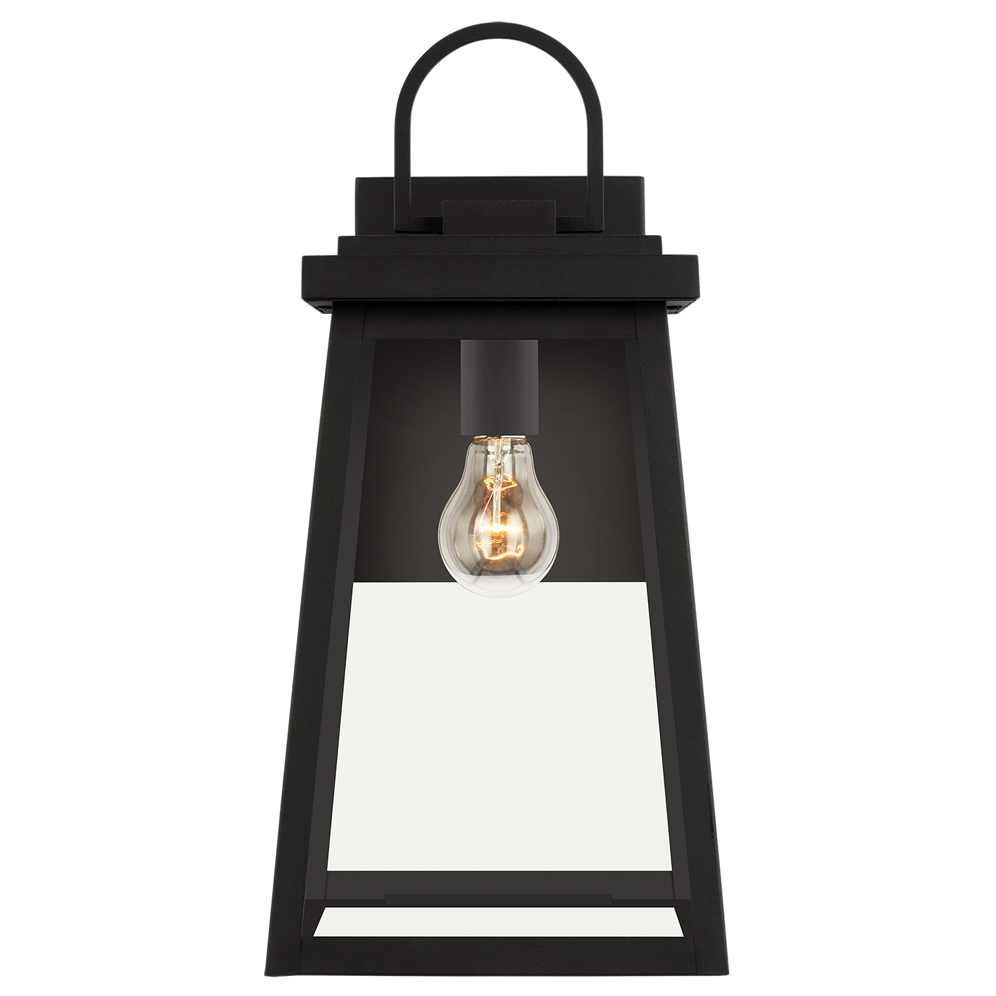Founders Large Wall Lantern | Black Clear Bulb