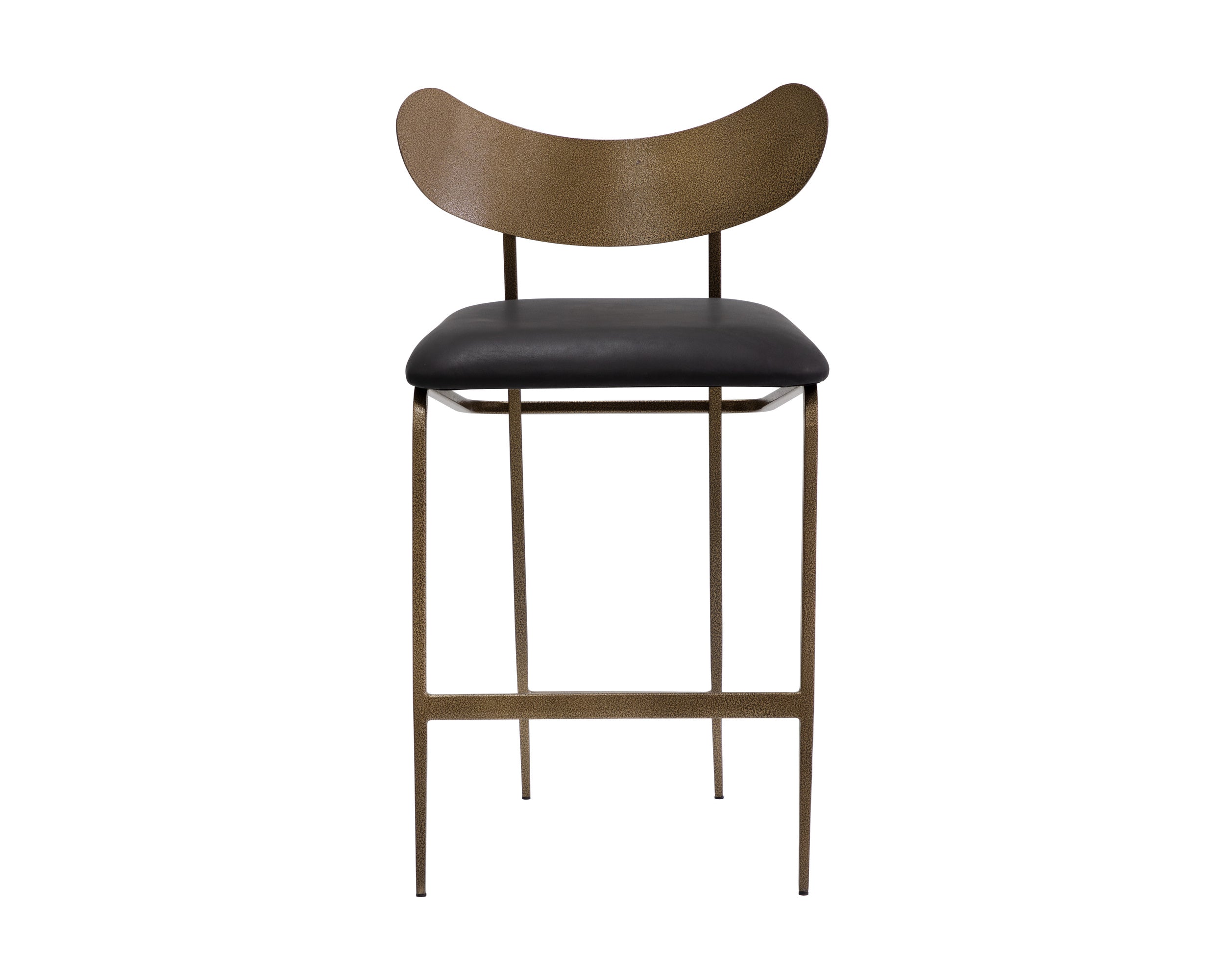 Gibbons Counter Stool - Antique Brass - Charcoal Black Leather