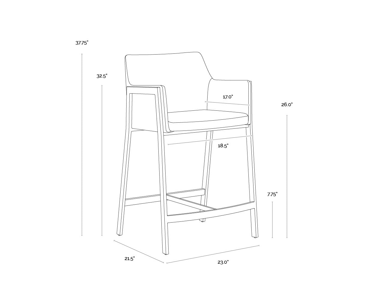 Bernadette Counter Stool - Kendall Grey