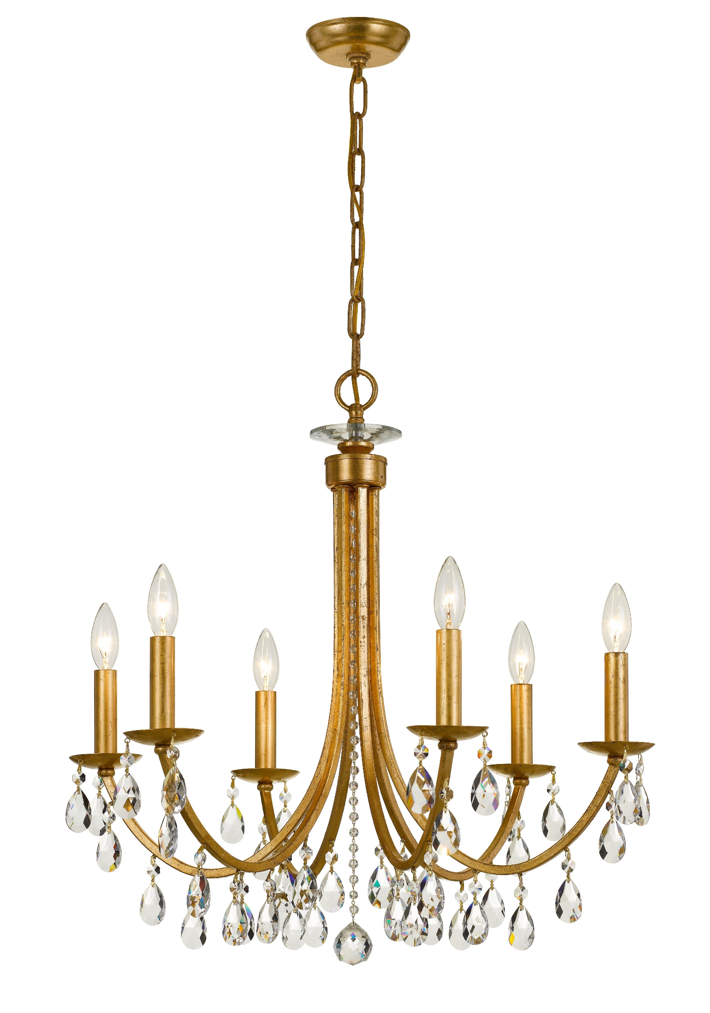 Bridgehampton 26'' Hand Cut Crystal Antique Gold Chandelier