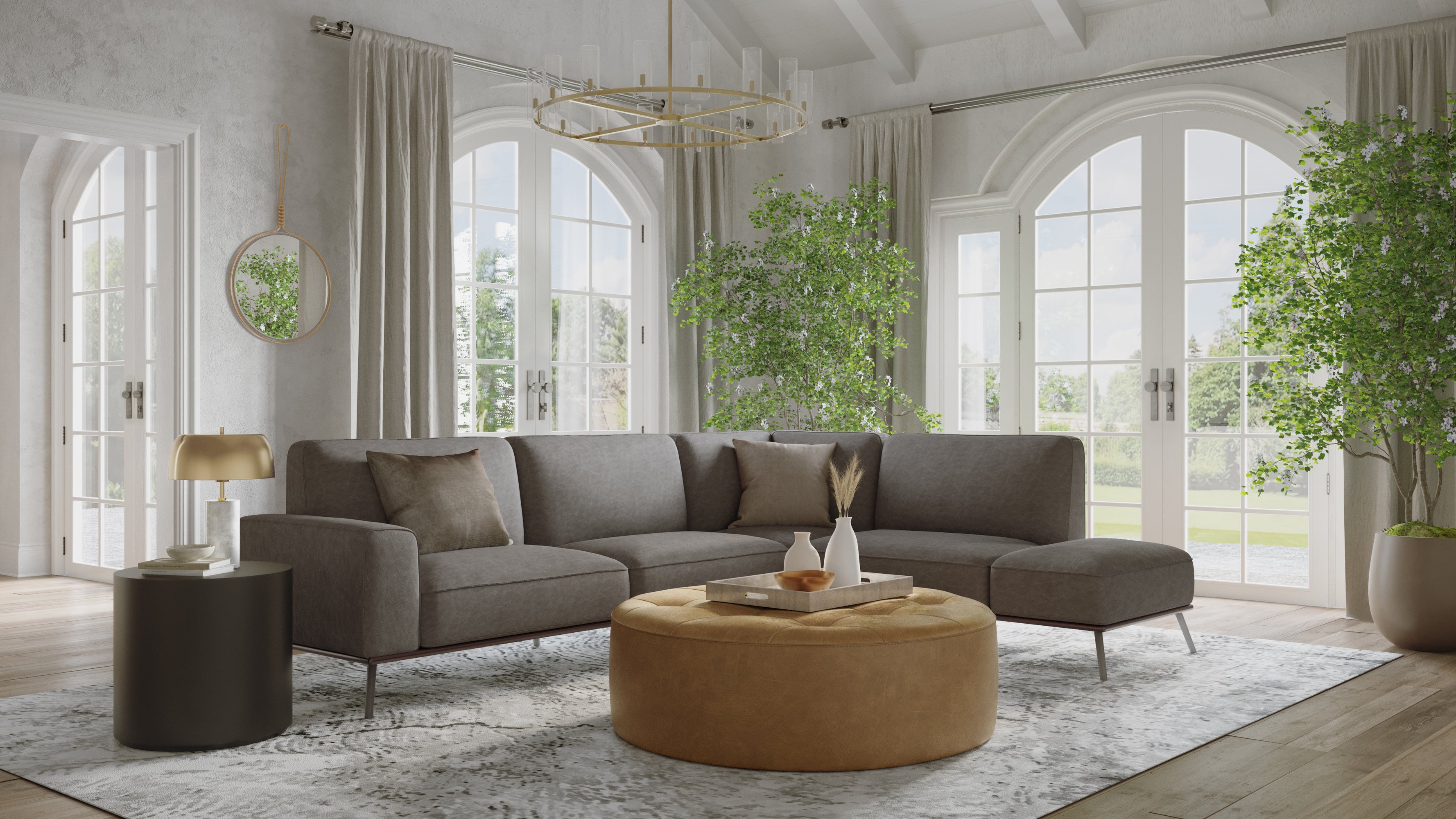Nilda Ottoman - Camel Leather