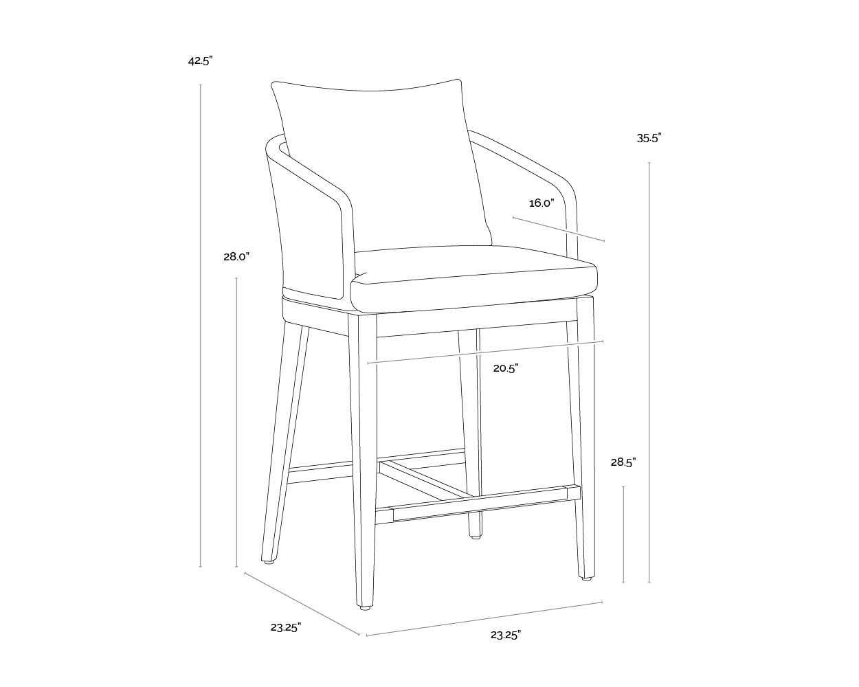 Capri Counter Stool - Smoke Grey - Copacabana Marble