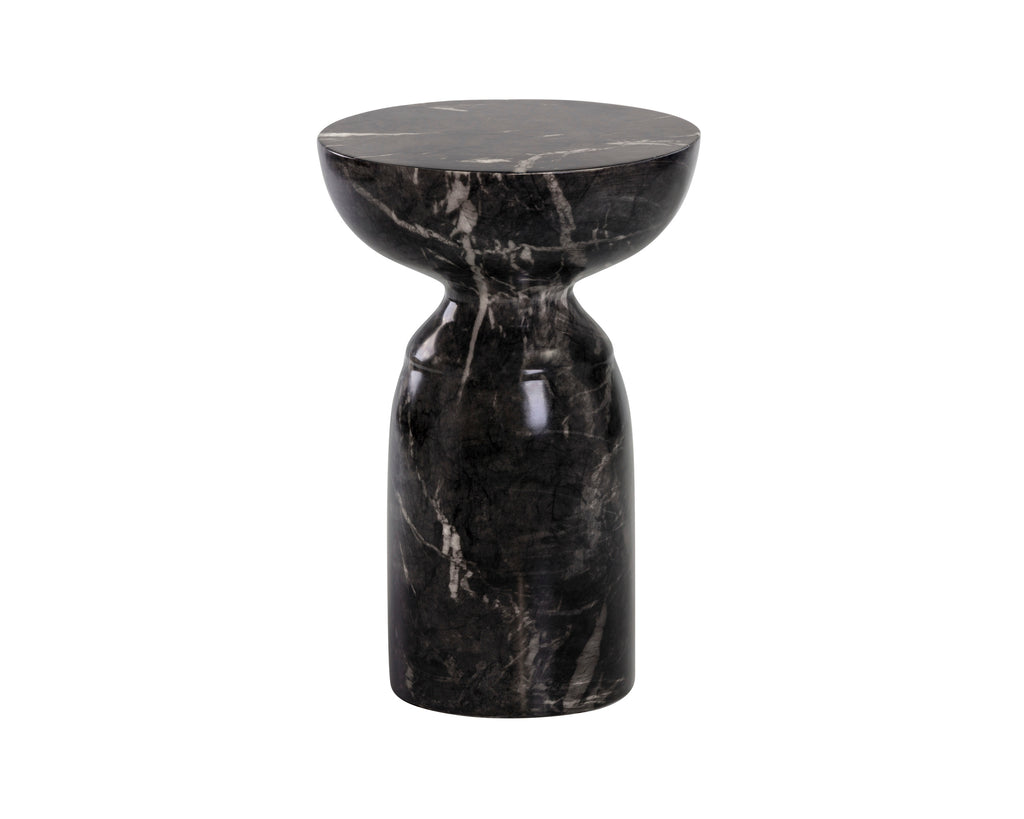 Goya End Table - Marble Look - Black