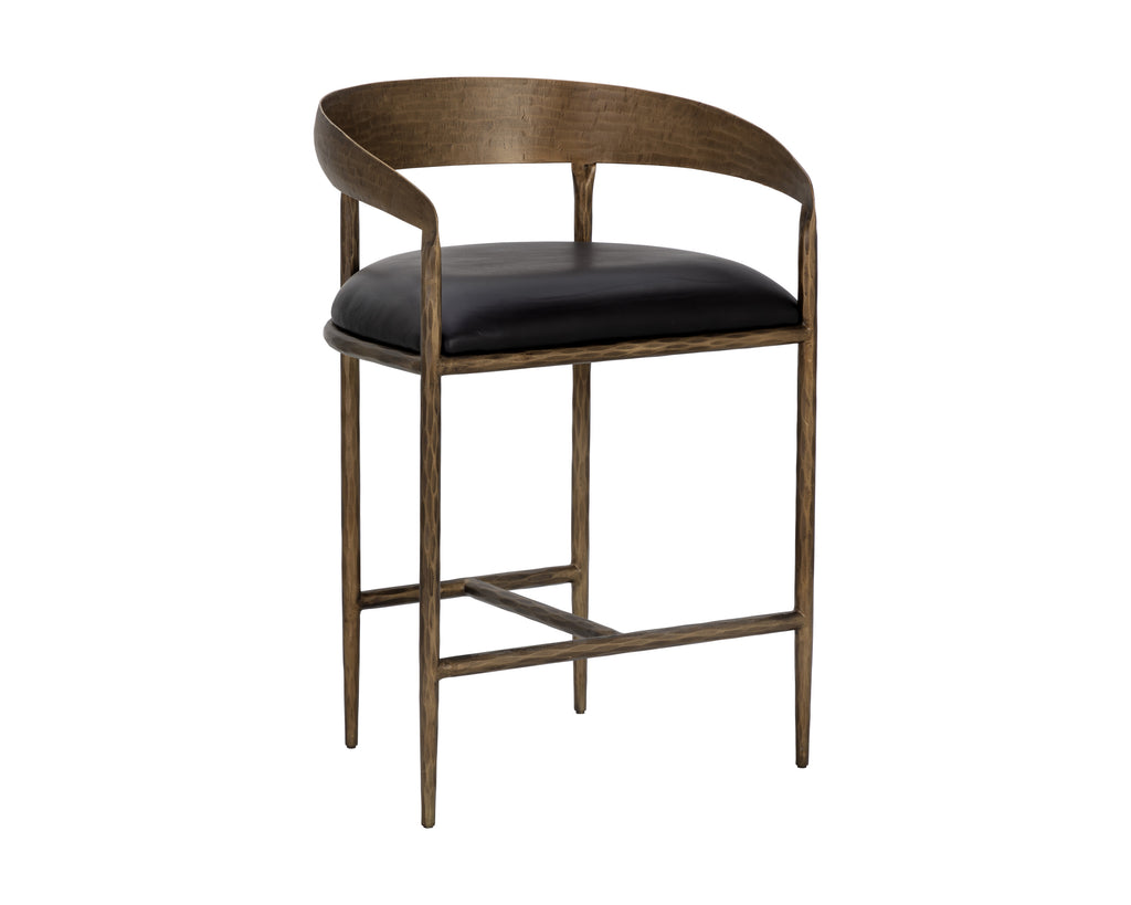 Zanatta Counter Stool - Charcoal Black Leather