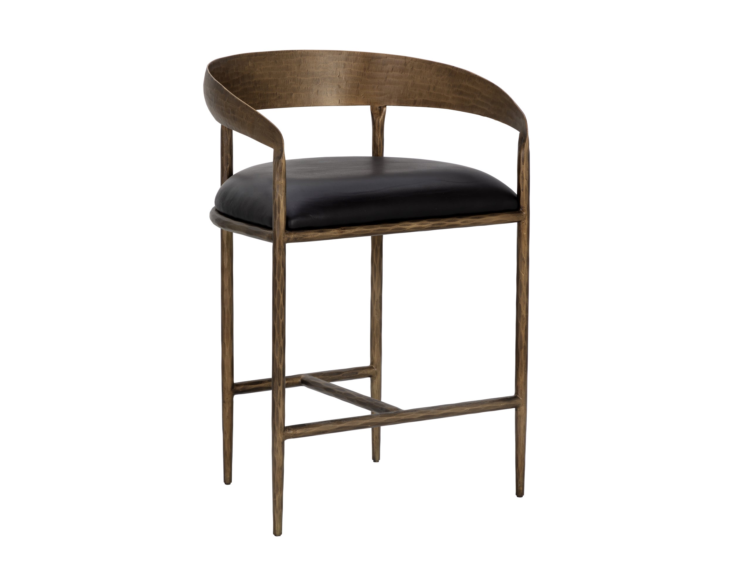 Zanatta Counter Stool - Charcoal Black Leather