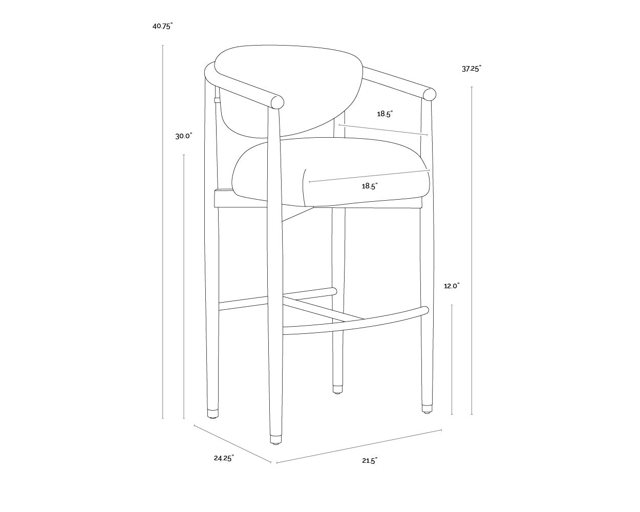 Sigrid Barstool - Antique Brown - Gifford Script