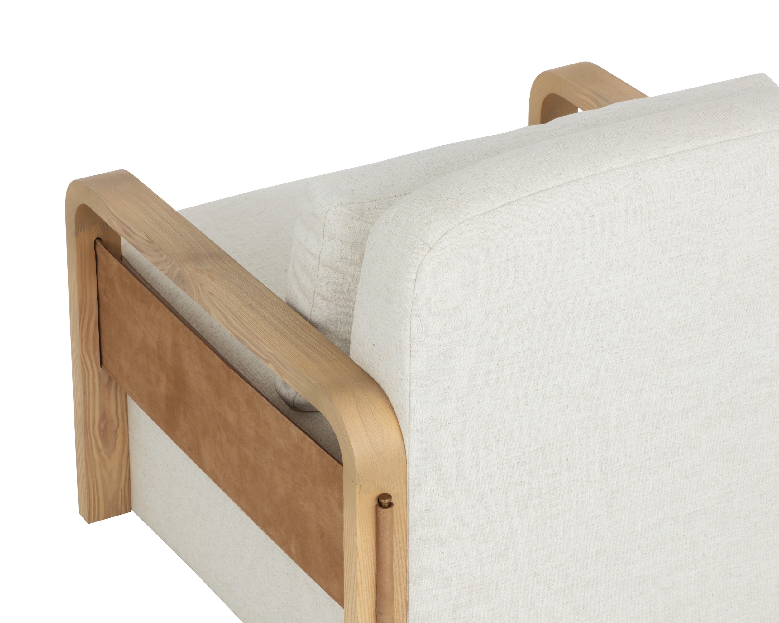 Otso Swivel Lounge Chair - Geralt Linen / Nubuck Tan Leather