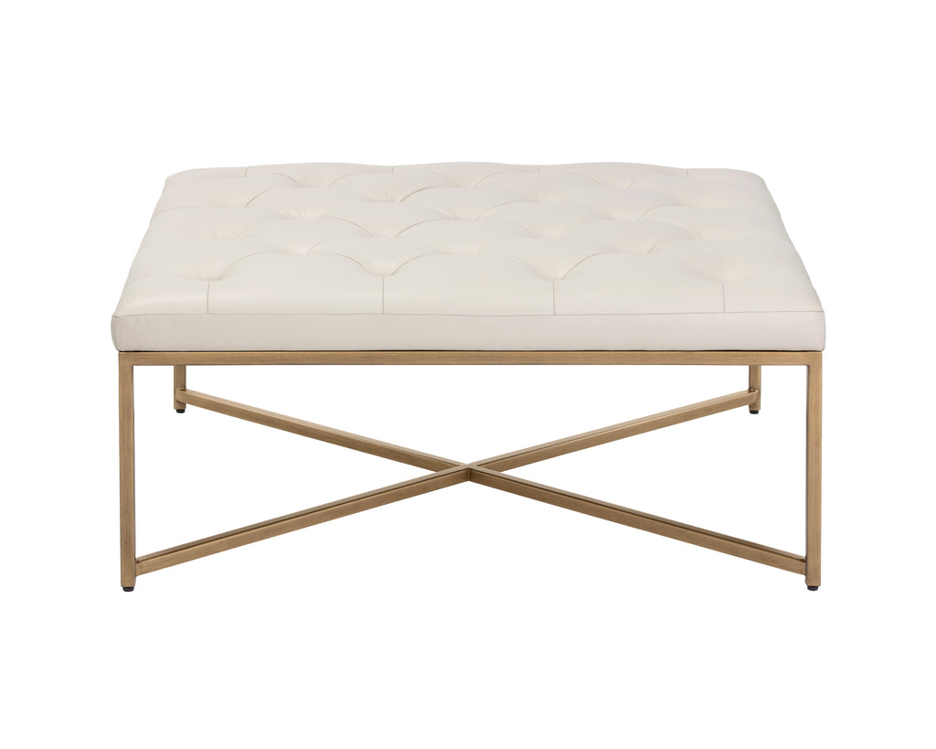 Endall Ottoman - Antique Brass - Vintage Vanilla Leather