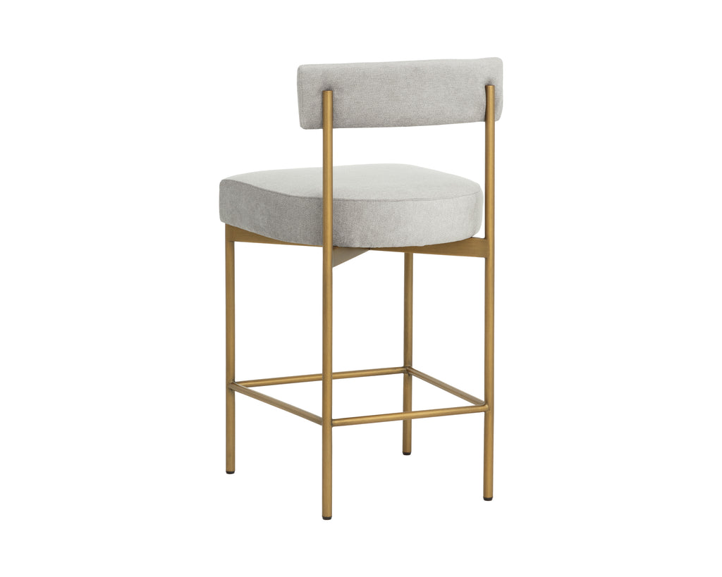 Seneca Counter Stool - Antique Brass - Polo Club Stone