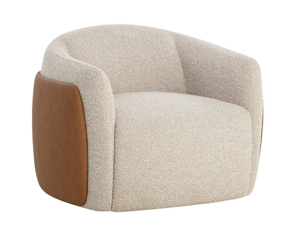 Caris Swivel Lounge Chair - Santa Cruz Oatmeal / Milliken Cognac