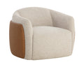Caris Swivel Lounge Chair - Santa Cruz Oatmeal / Milliken Cognac