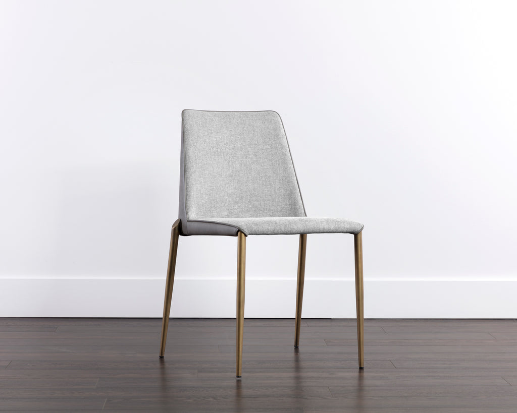 Renee Stackable Dining Chair - Antique Brass - Belfast Heather Grey / Bravo Metal