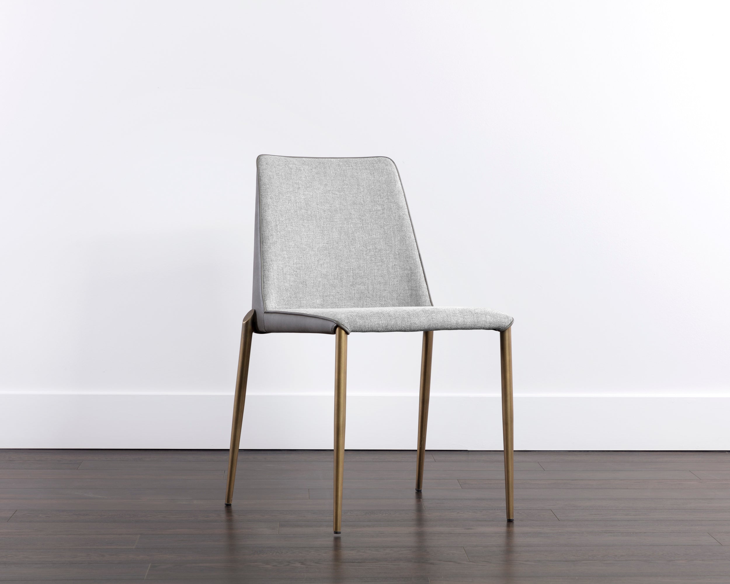 Renee Stackable Dining Chair - Antique Brass - Belfast Heather Grey / Bravo Metal