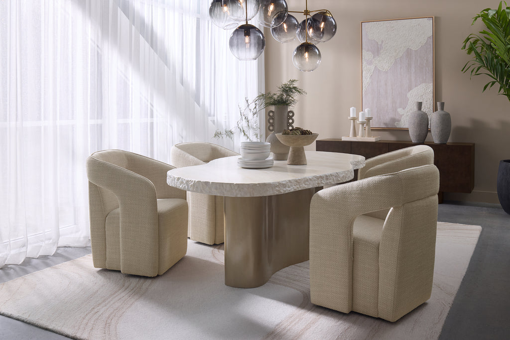 Kendrick Wheeled Dining Armchair - Moto Stucco