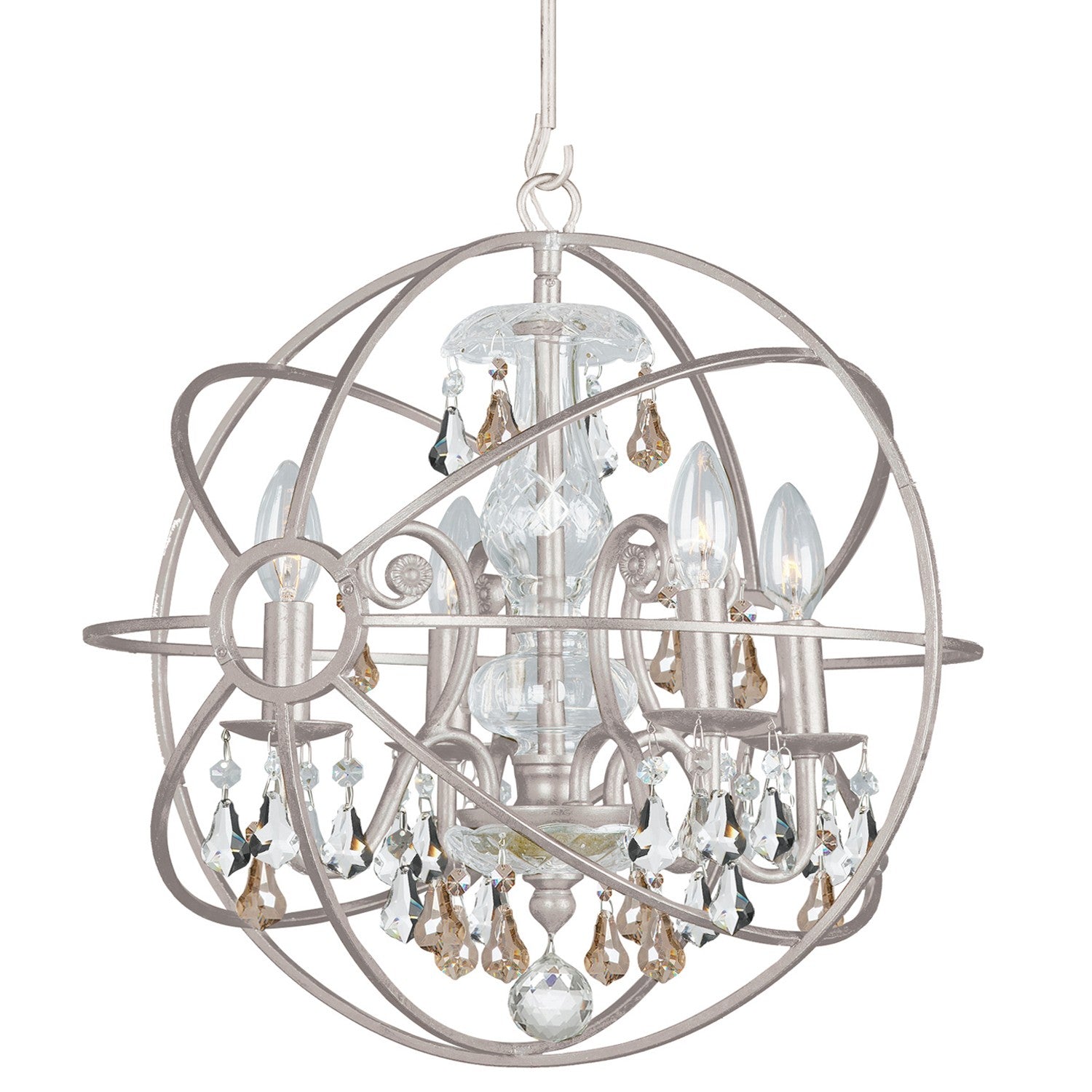 Solaris 17'' Golden Shadow Hand Cut Crystal Olde Silver Chandelier