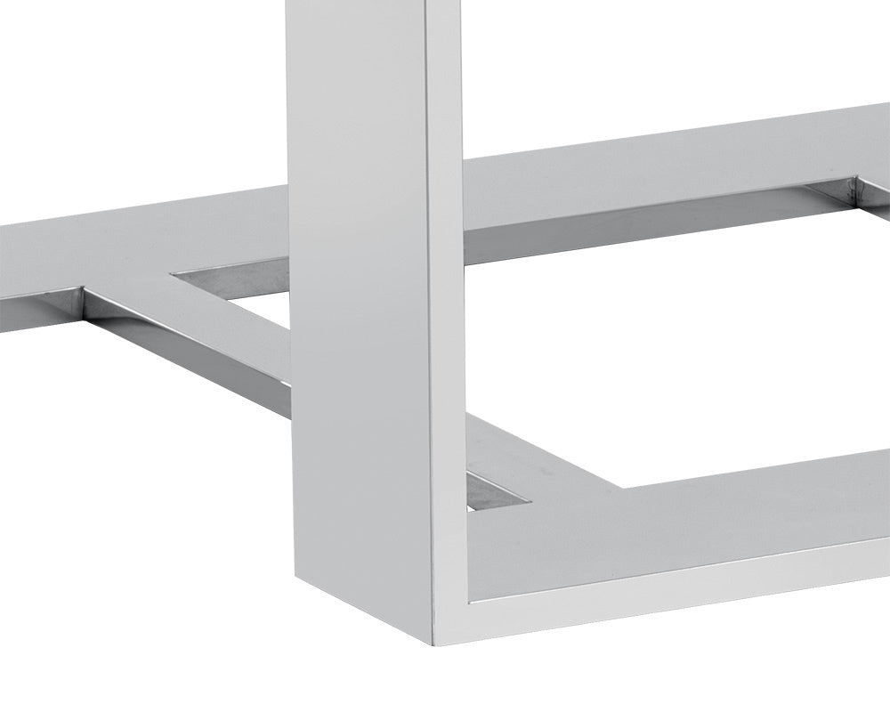 Dalton End Table - Stainless Steel - High Gloss White