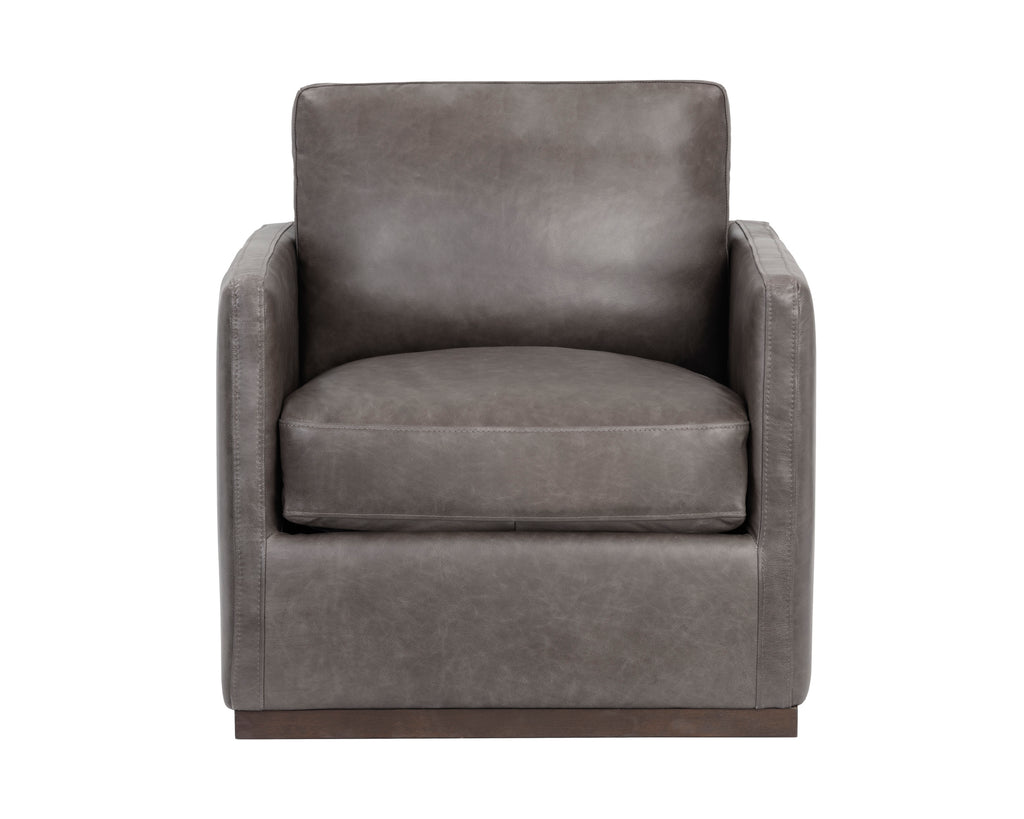 Portman Swivel Lounge Chair - Marseille Concrete Leather