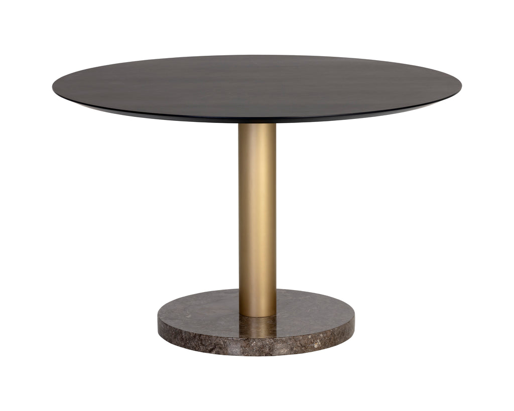 Monaco Dining Table - Gold - Grey Marble / Charcoal Grey - 48"