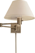 Classic Swing Arm Wall Lamp | Antique Nickel | Linen Shade