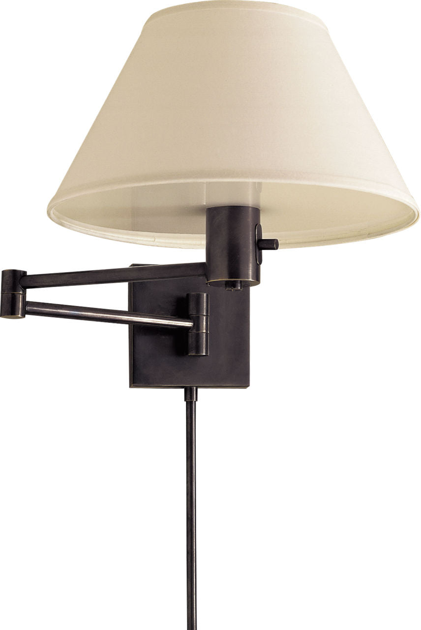 Classic Swing Arm Wall Lamp | Bronze | Linen Shade