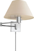 Classic Swing Arm Wall Lamp | Polished Nickel | Linen Shade