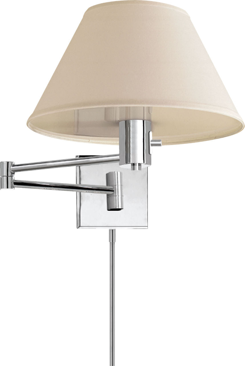 Classic Swing Arm Wall Lamp | Polished Nickel | Linen Shade