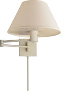 Classic Swing Arm Wall Lamp | White | Linen Shade