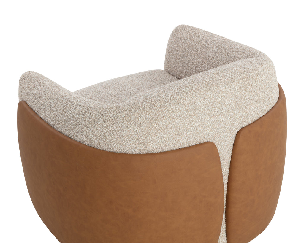 Caris Swivel Lounge Chair - Santa Cruz Oatmeal / Milliken Cognac