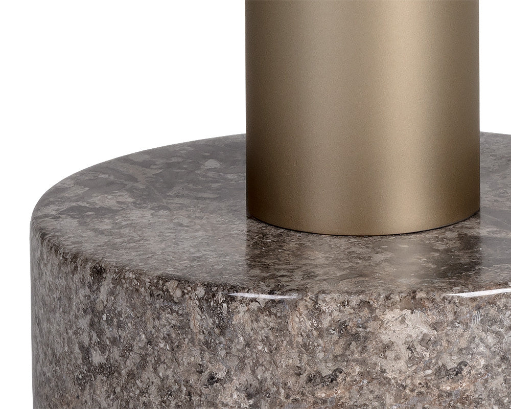 Monaco End Table - Gold - Grey Marble / Charcoal Grey