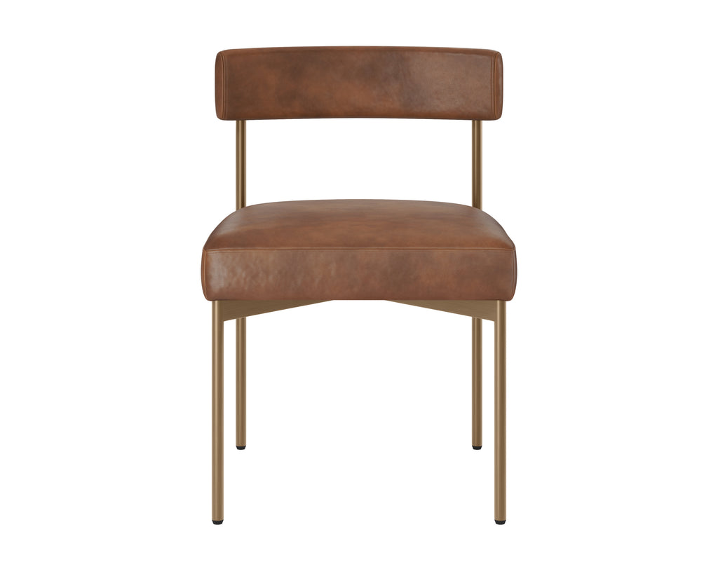 Seneca Dining Chair - Antique Brass - Bravo Cognac