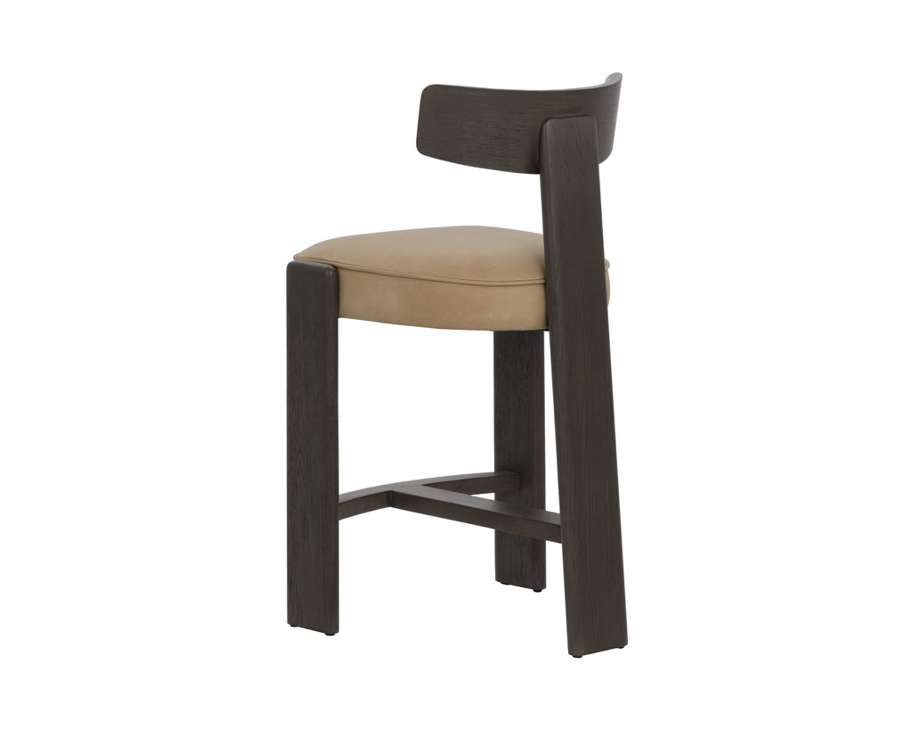Horton Counter Stool - Dark Brown - Sahara Sand Leather