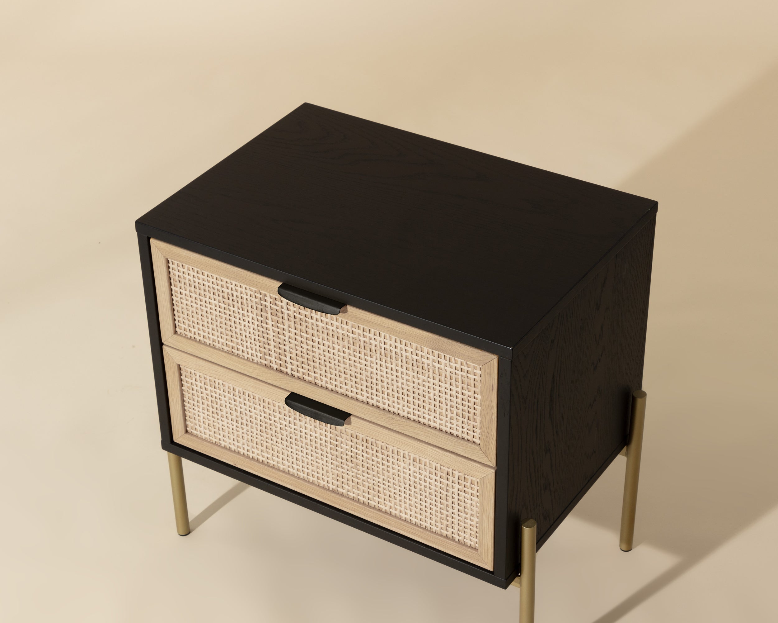 Avida Nightstand - Gold - Black/Natural