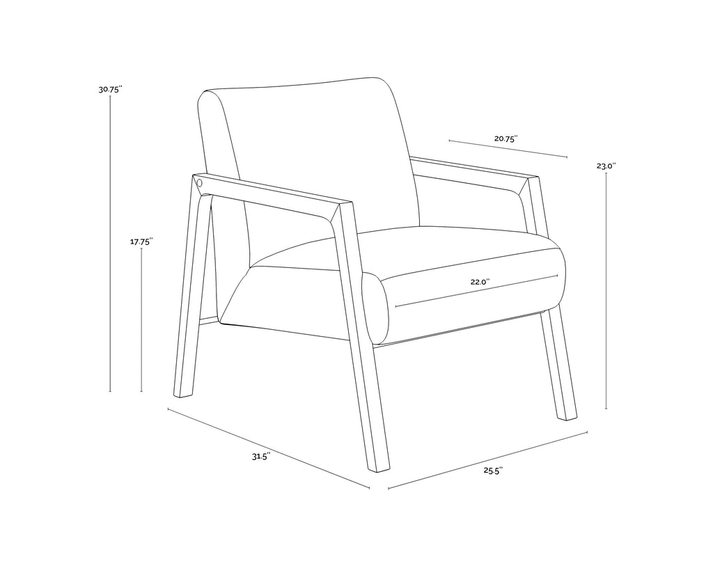 Neymar Lounge Chair - Linea Light Grey Leather