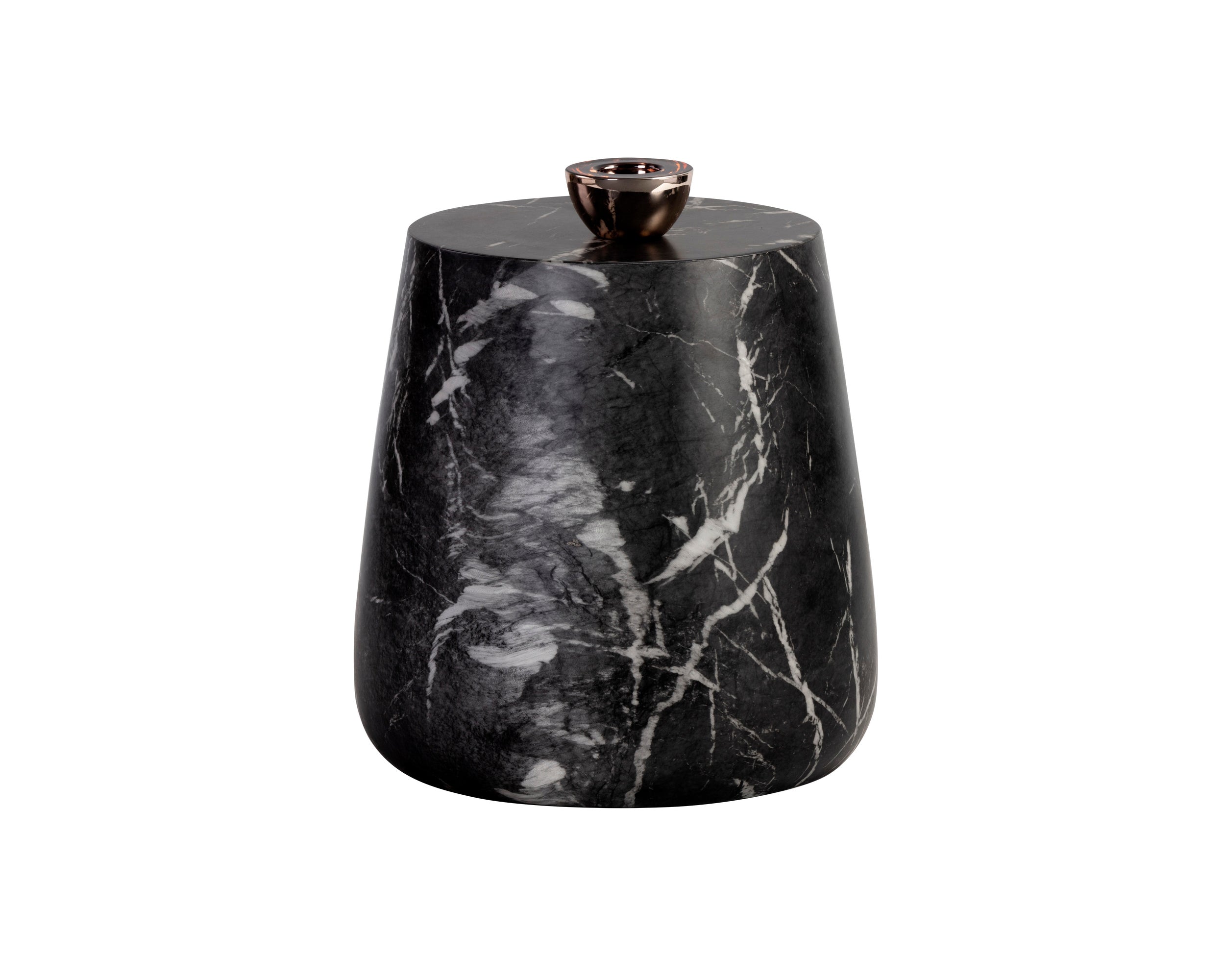 Aries End Table - Marble Look - Black