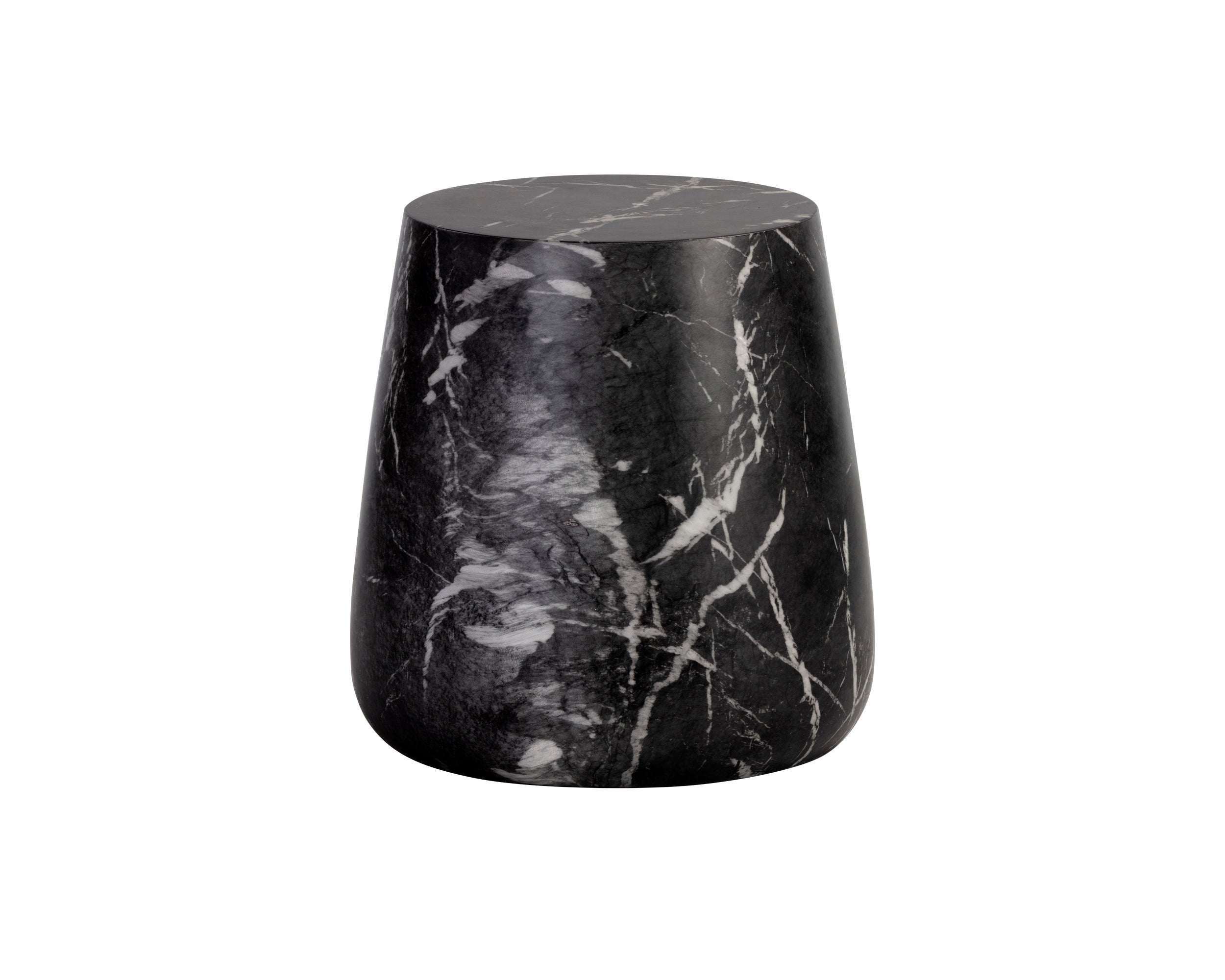 Aries End Table - Marble Look - Black