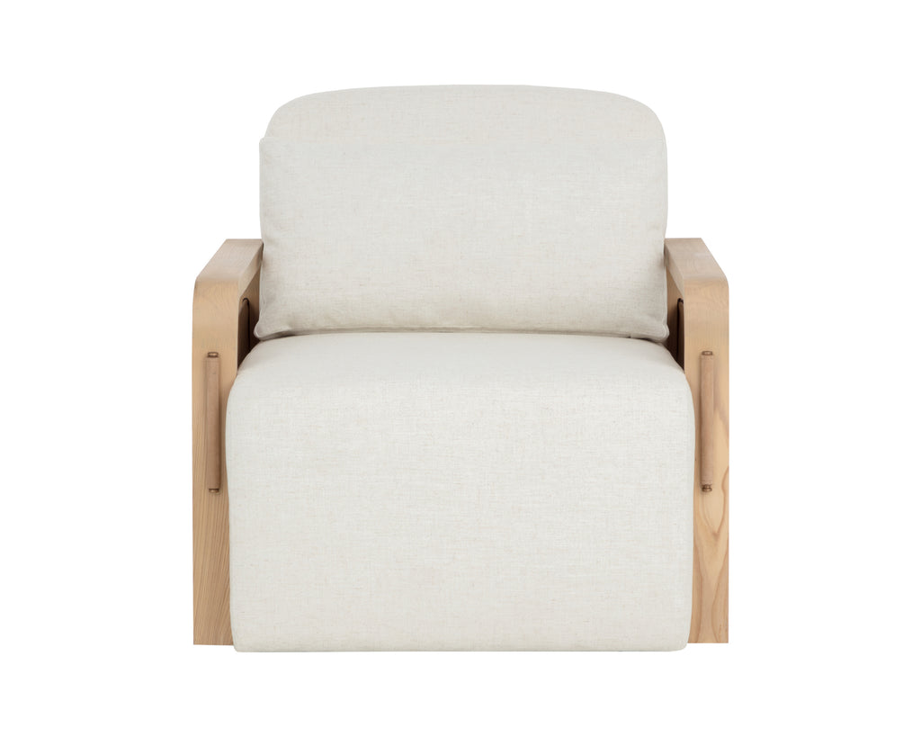 Otso Swivel Lounge Chair - Geralt Linen / Nubuck Tan Leather