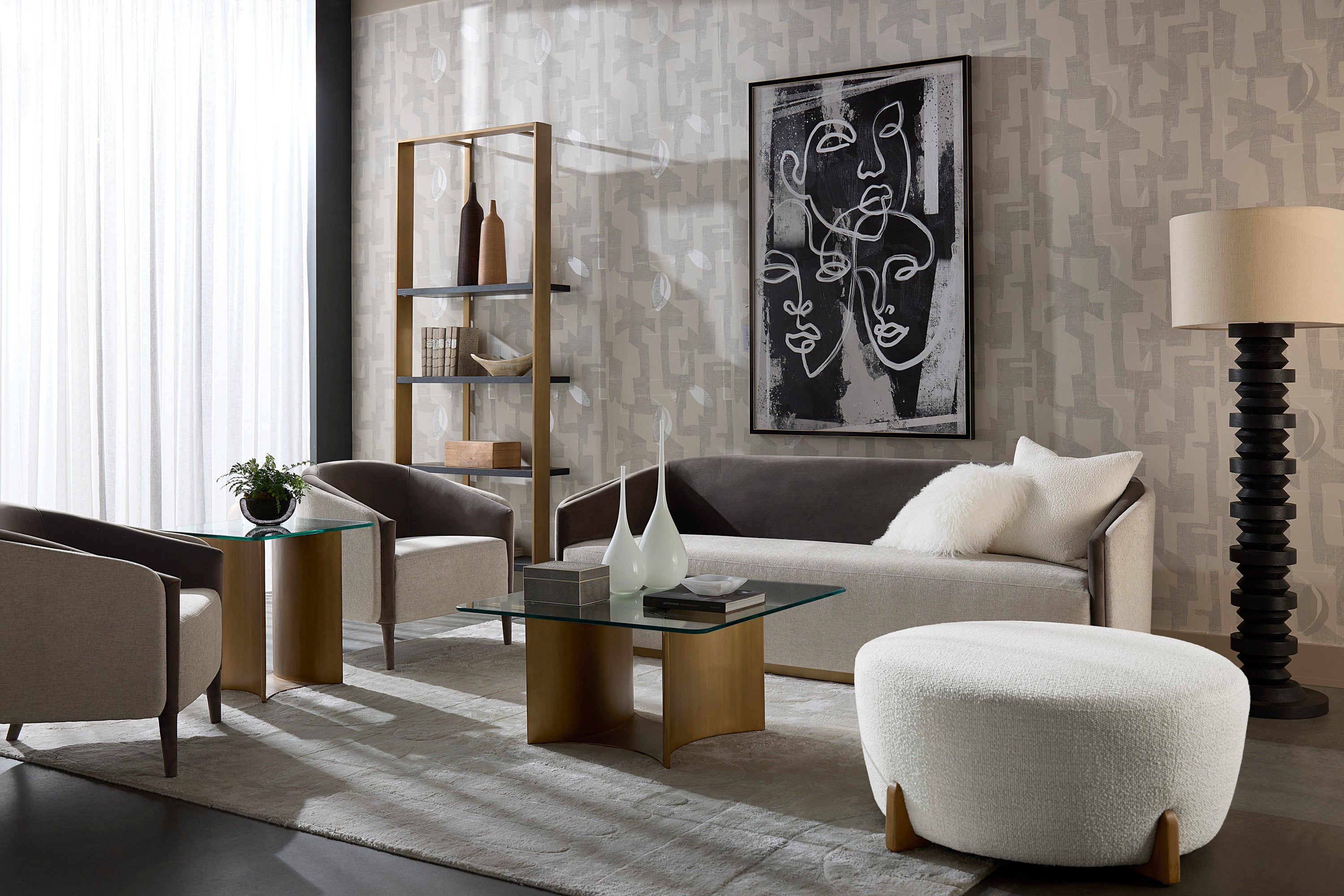 Dalton Bookcase - Antique Brass - Black