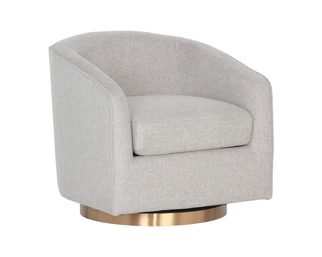 Hazel Swivel Lounge Chair - Gold - Belfast Heather Grey